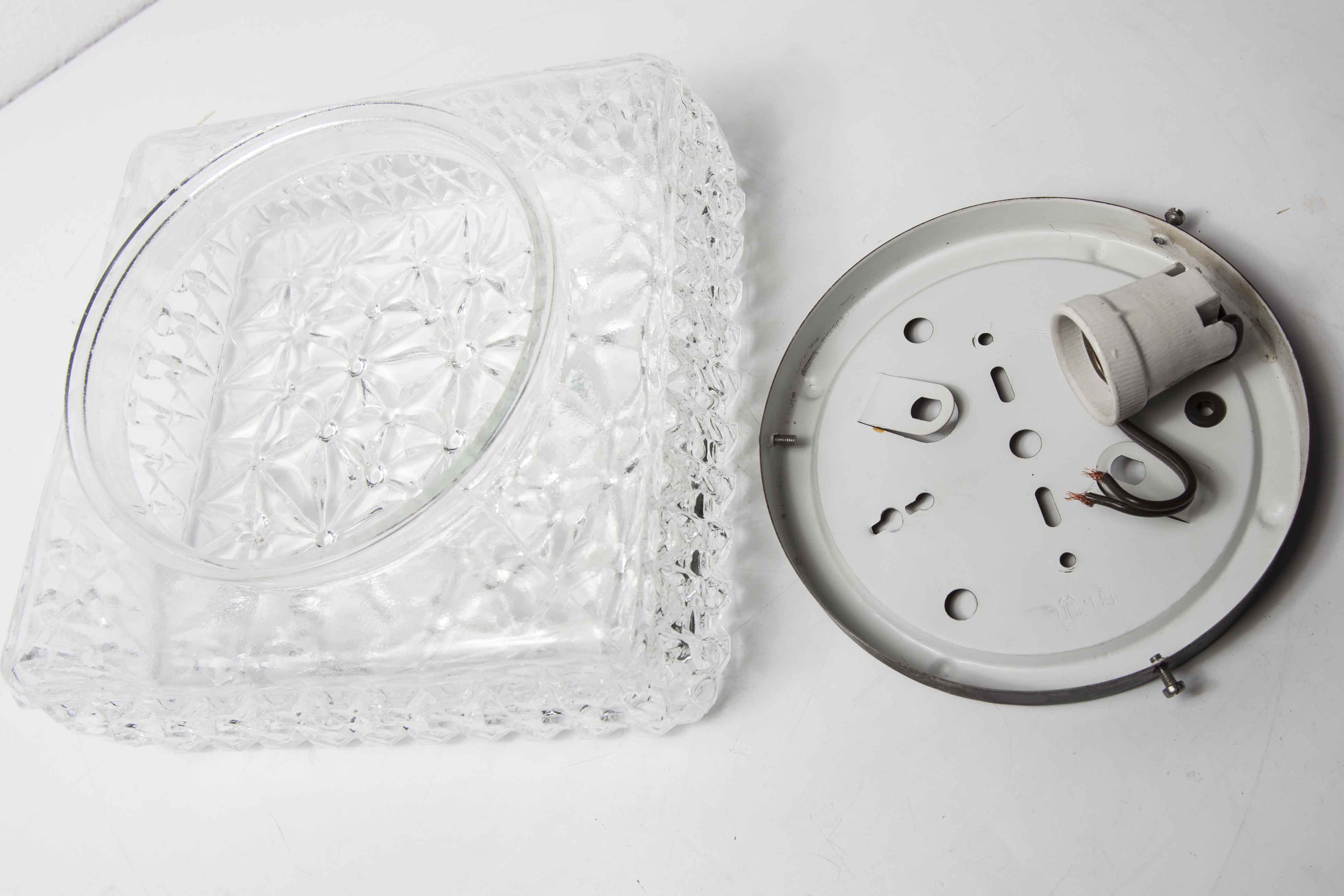 60's square glass floral-shaped ceiling