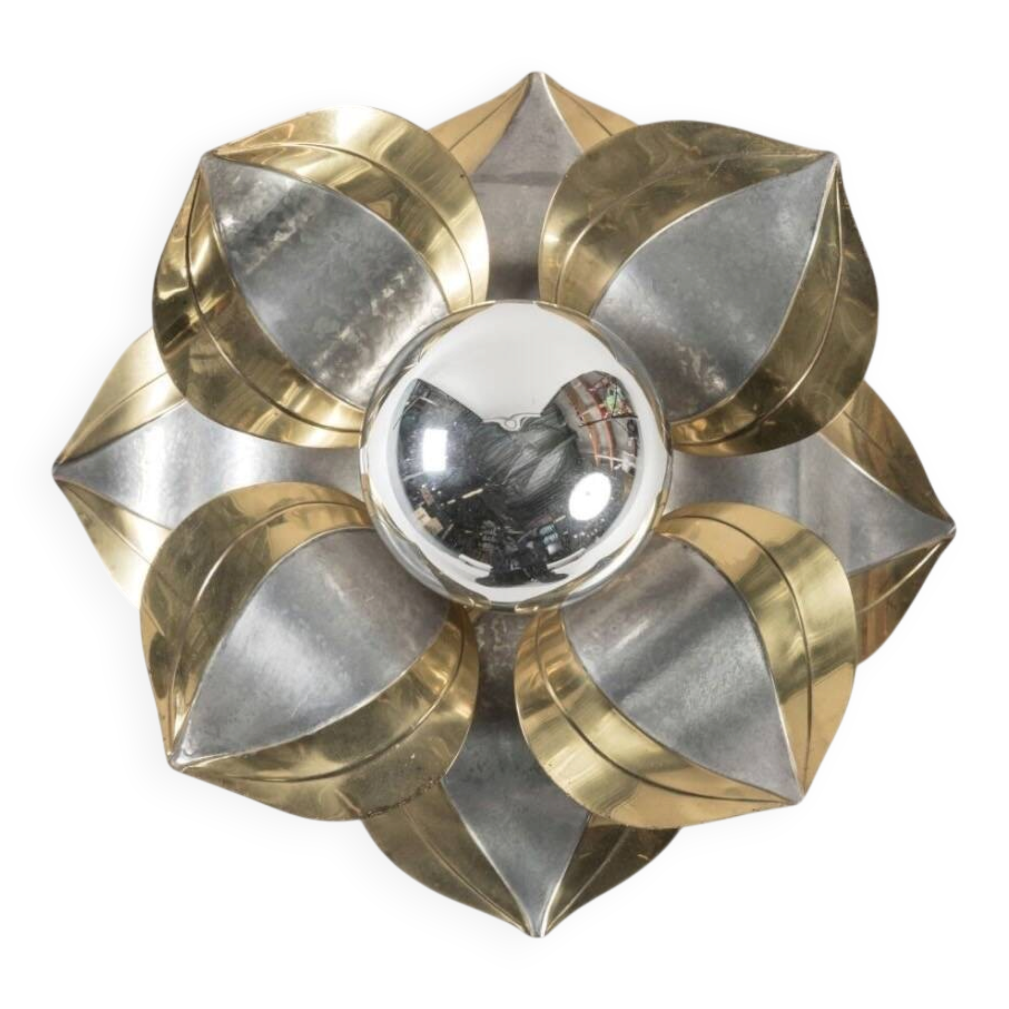 Lotus wall light or ceiling light by Henri Fernandez, Maison Honoré, 1970s.