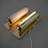 Set of Two Functionalist Brass Wall Lights, 1930s, Restored