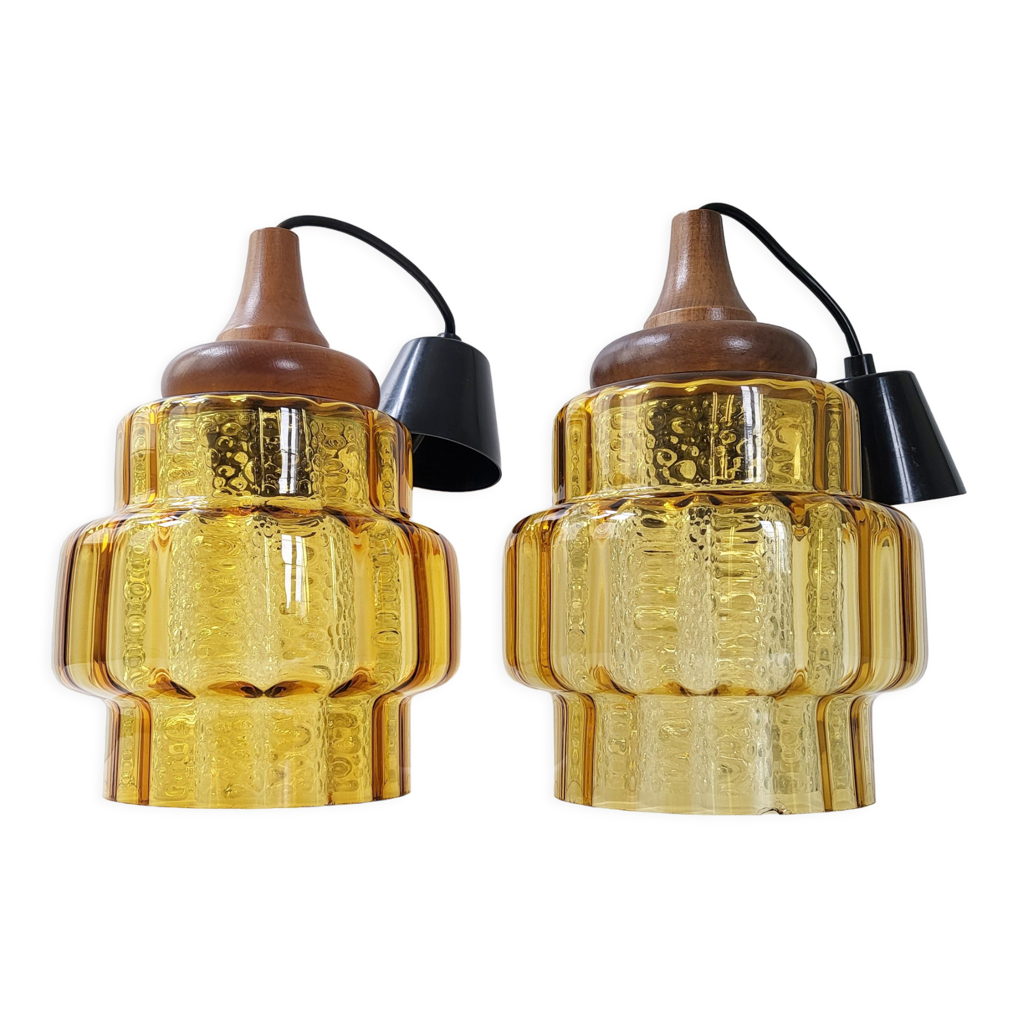 Pair of pendant lamps Carl Fagerlund Orrefors vintage 1960