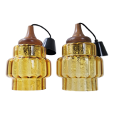Pair of pendant lamps Carl Fagerlund Orrefors vintage 1960
