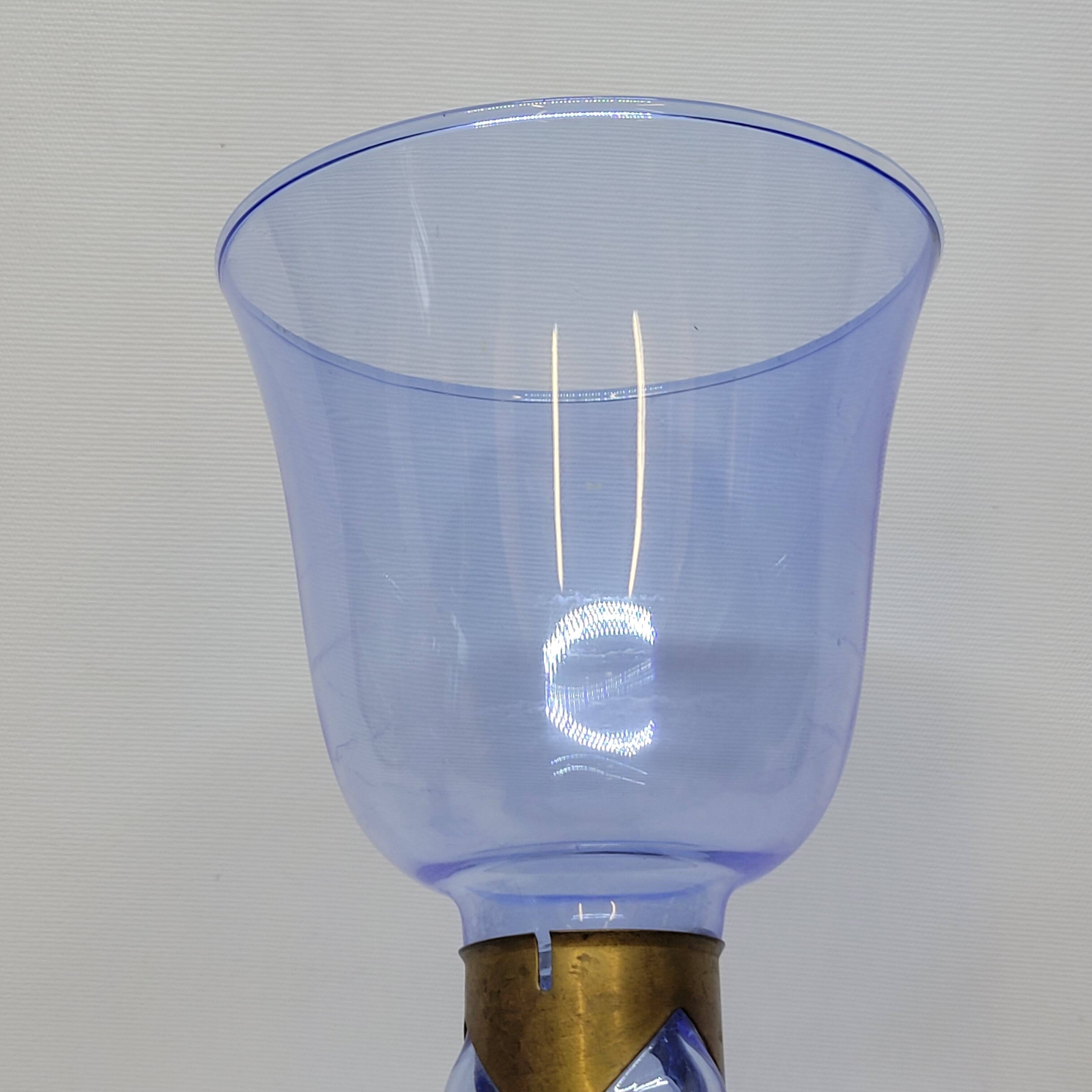 Pair Of Blue Glass Tealight Holders Blown In Cage Dlg Felipe Derflingher