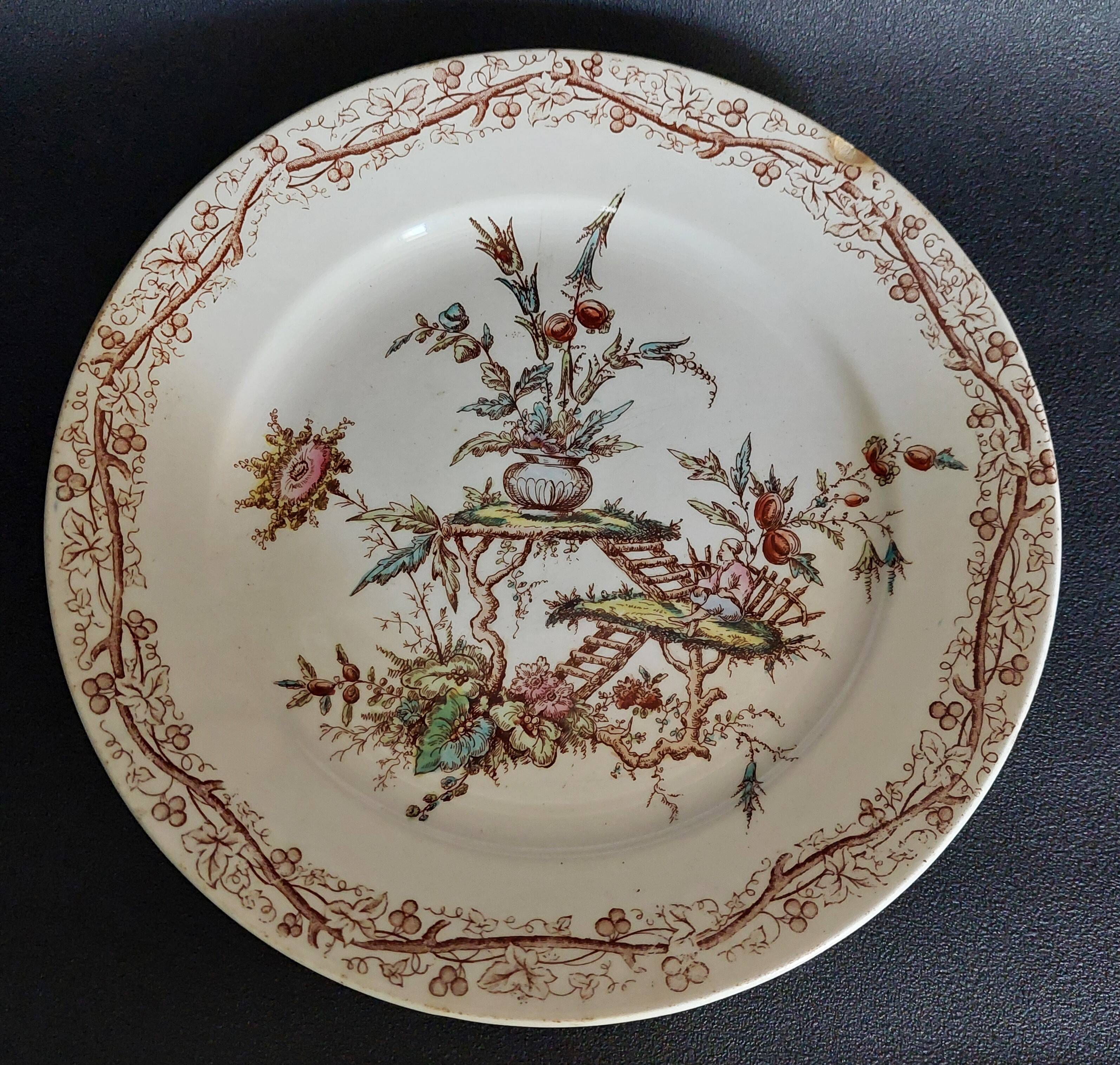 Ironstone plate by Keller and Guérin in Lunéville, late 19th century