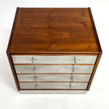 Chest of drawers 4 drawers in rosewood and brushed aluminum