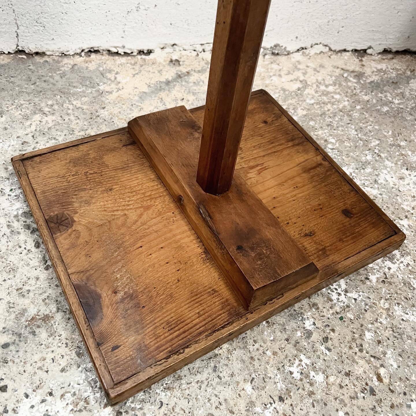 Old primitive wooden tripod pedestal table