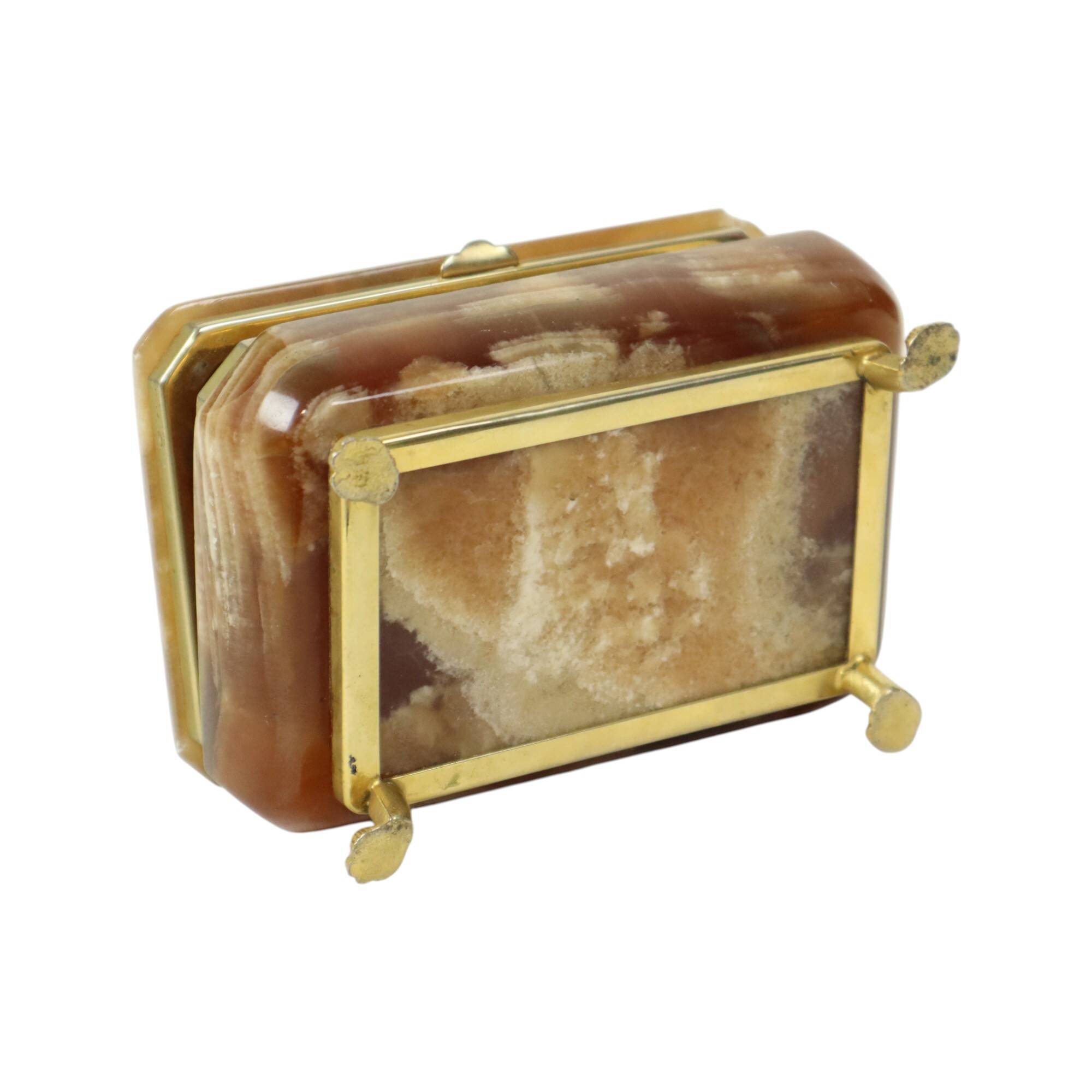 Vintage Italian Jewelry Box Alabaster Gold Lion Paws