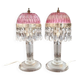 Michelotti Crystal Glass Prism Boudoir Parlor Lamps 1950s
