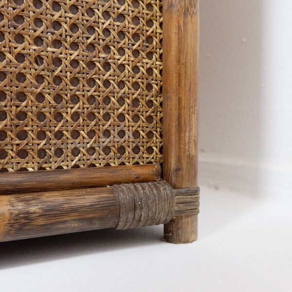 Étagère/bar en bambou et rotin des années 70