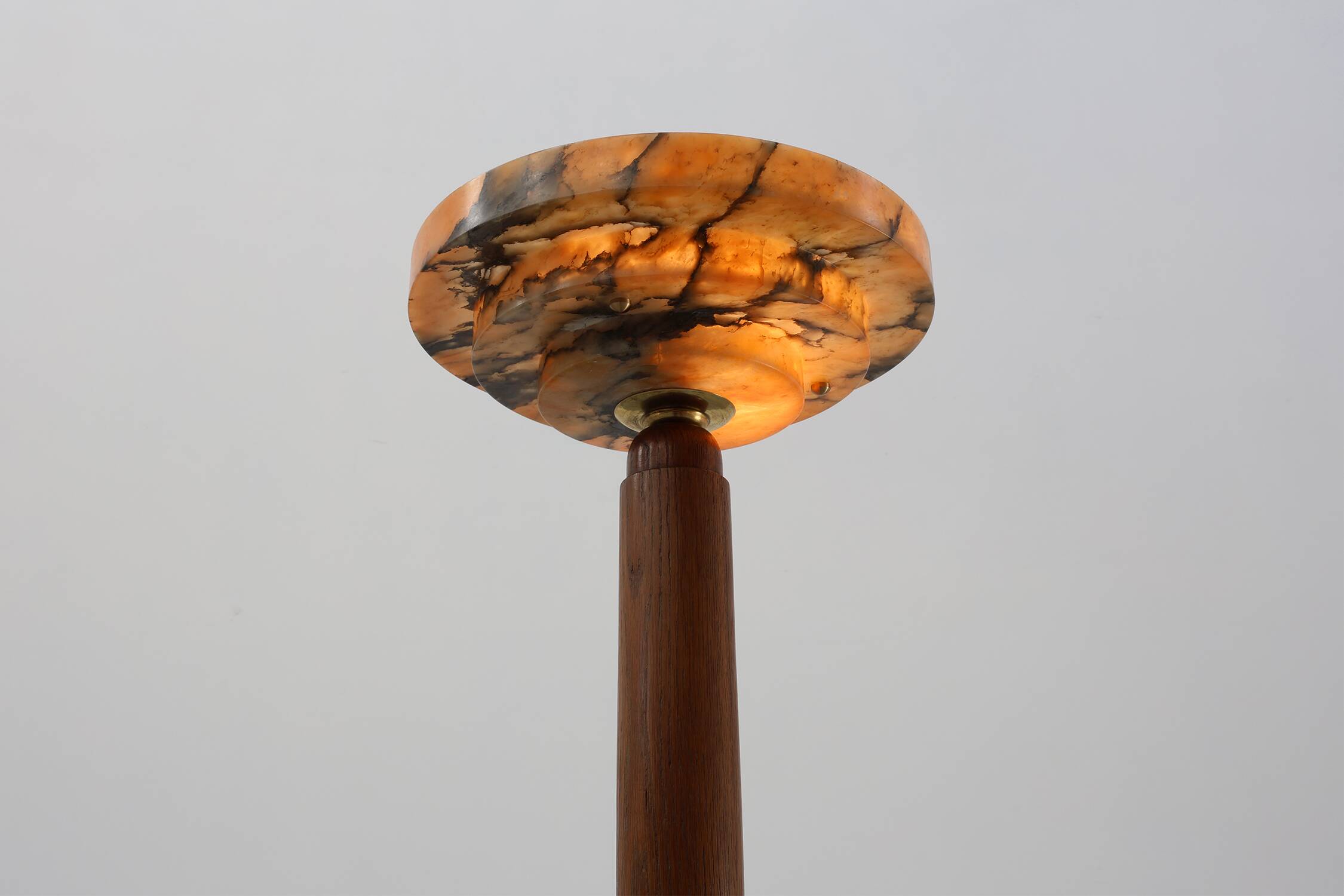 Art Deco Floor Lamp in oak and alabaster, France, ca. 1925