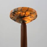 Art Deco Floor Lamp in oak and alabaster, France, ca. 1925