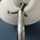 Space Age table lamp in chrome with white plexiglass mushroom shade.