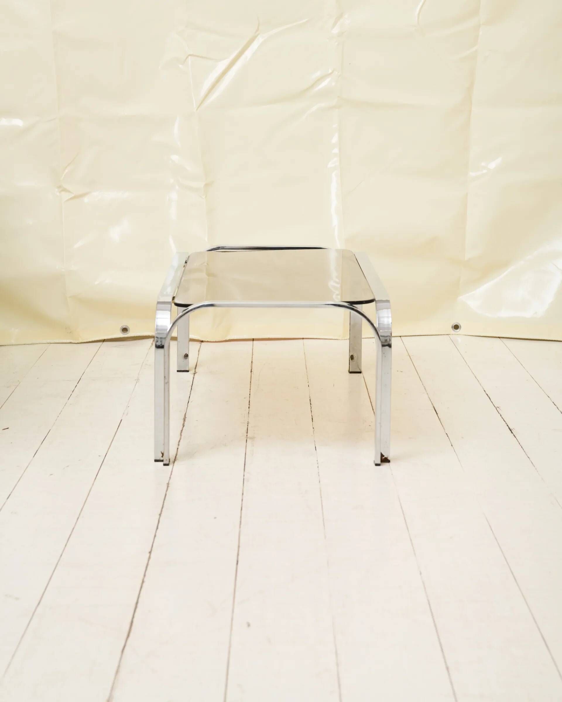 Table basse en chrome et verre fumé "Mozambo", Italie, 1970s