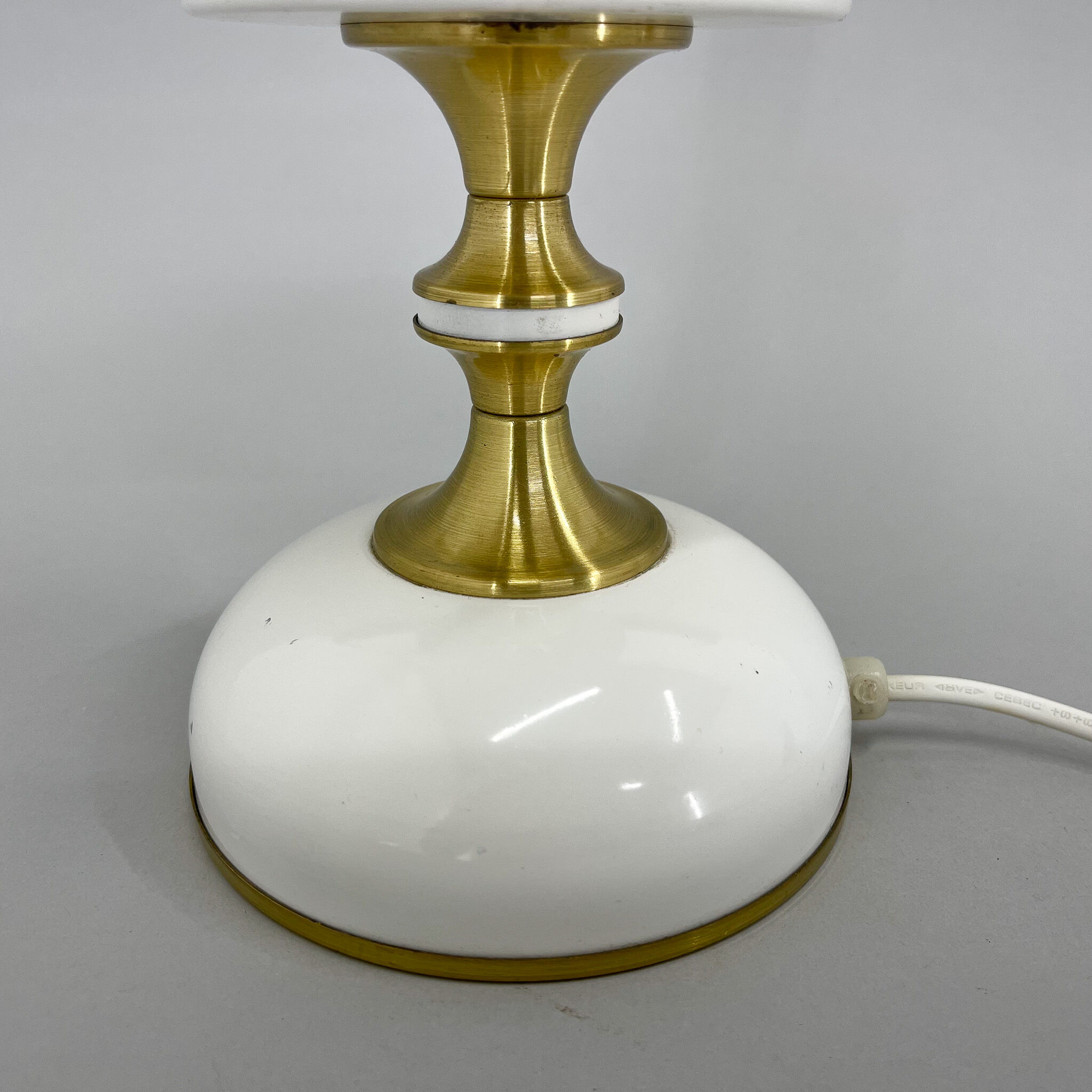1970's Milk Glass Brass Table Lamp by Napako