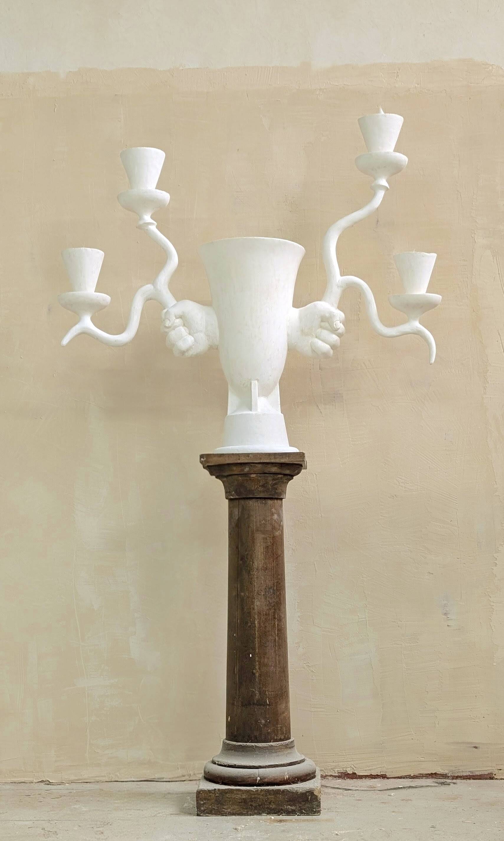 Lampe sculpture en plâtre