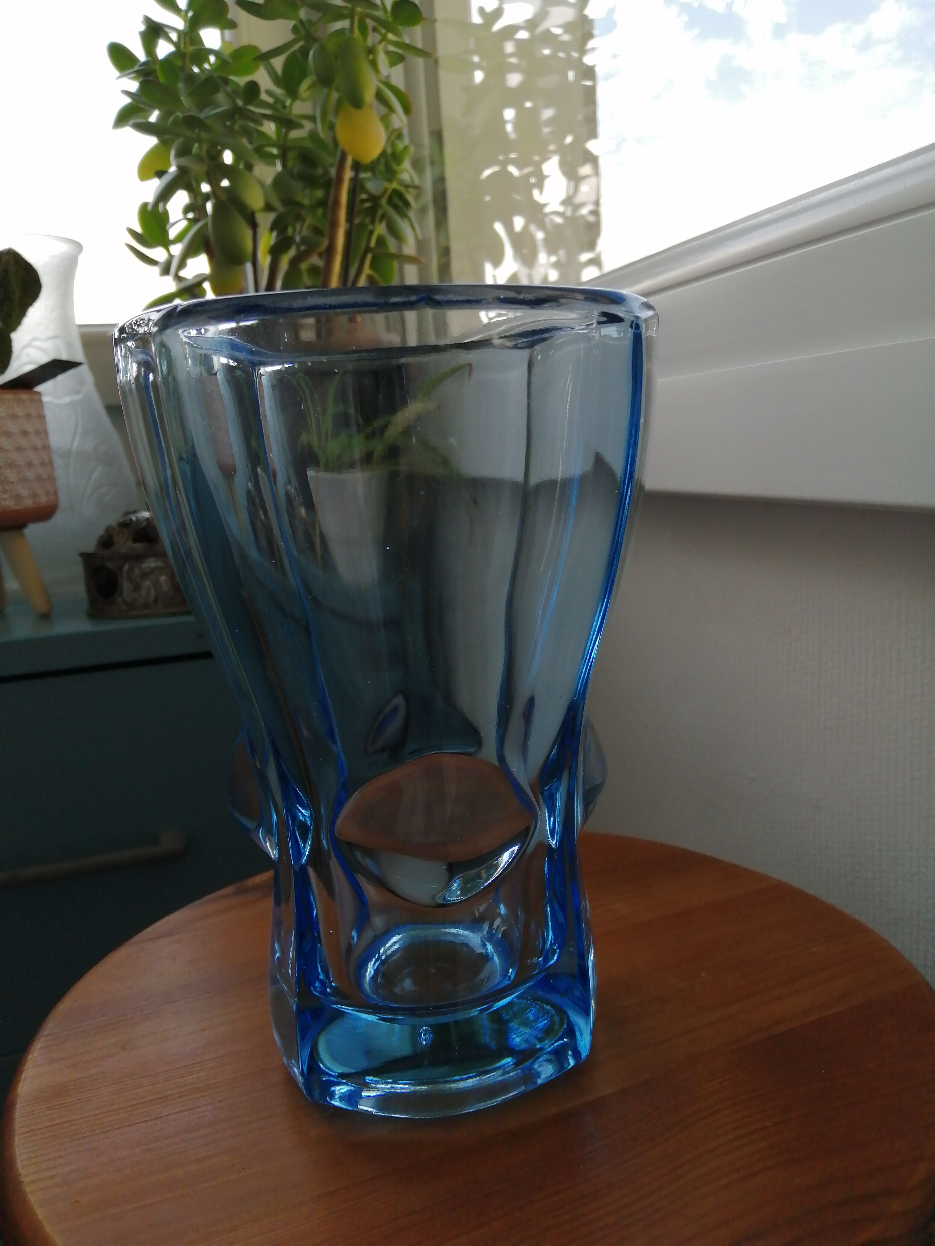 Blue crystal vase