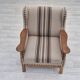 Fauteuil danois des années 1970, tissu en laine d'ameublement, bois de chêne, état d'origine