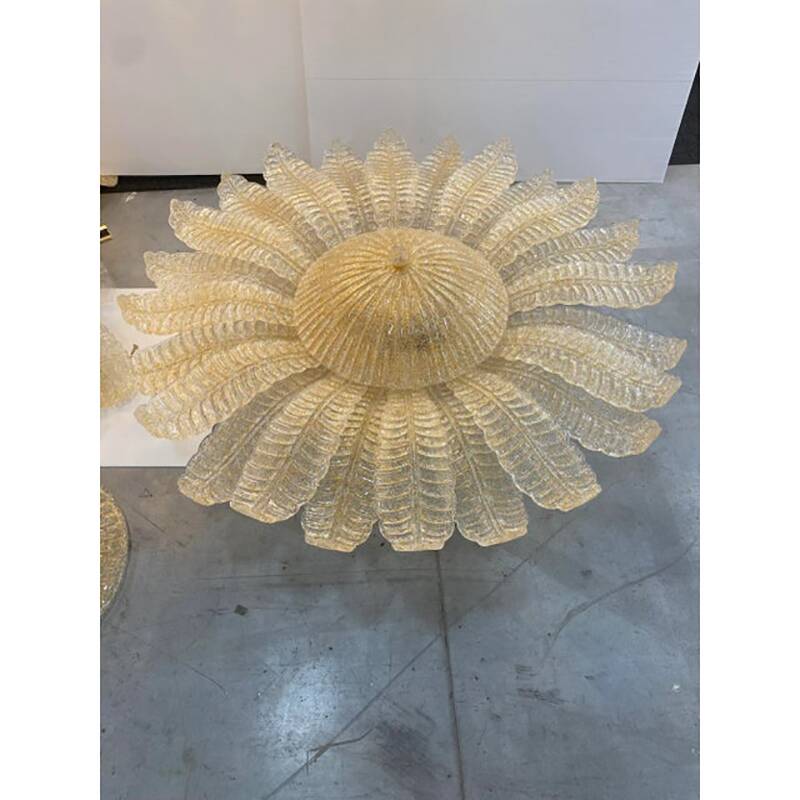 Venetian Murano Style Glass Flush Mount Made in Gold Graniglia by SimoEng