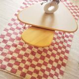 Pink and white checkered Beni Ouarain Berber rug