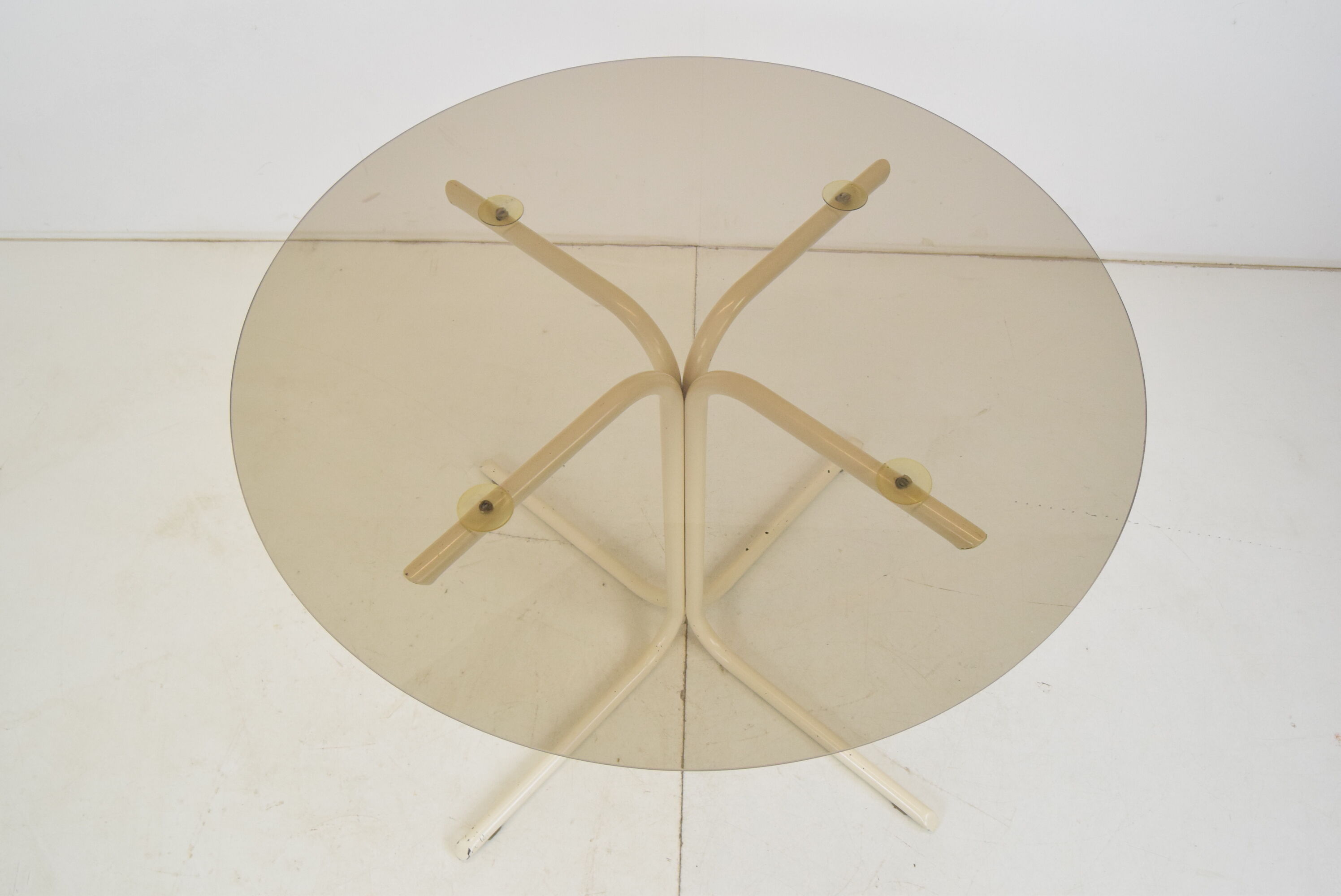 Round dining table,Metal and Glass,1970's.