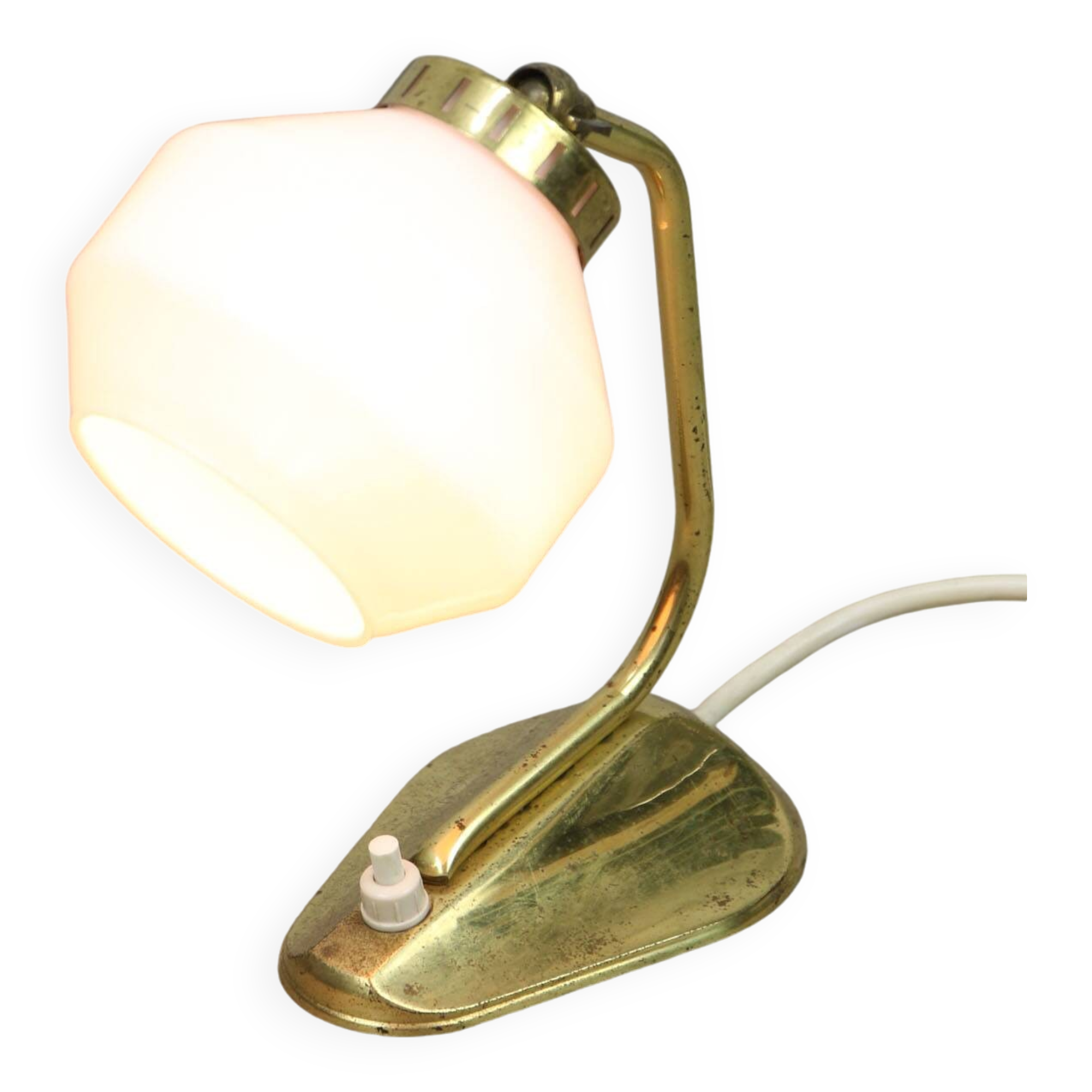 Mid-Century Italian Brass and Opaline Table Lamp
