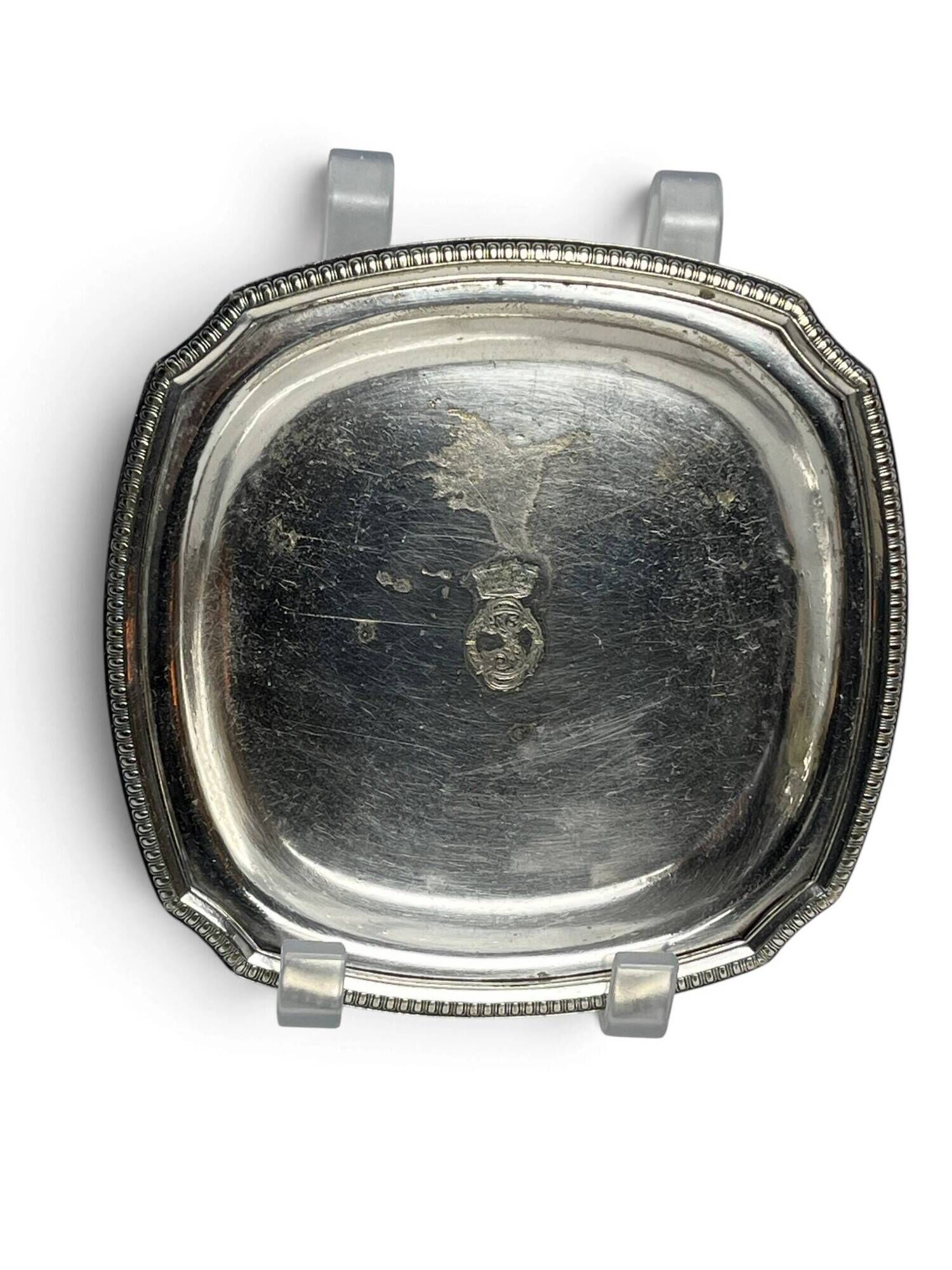Small Christofle silver-plated tray with coat of arms from the 20th century.
