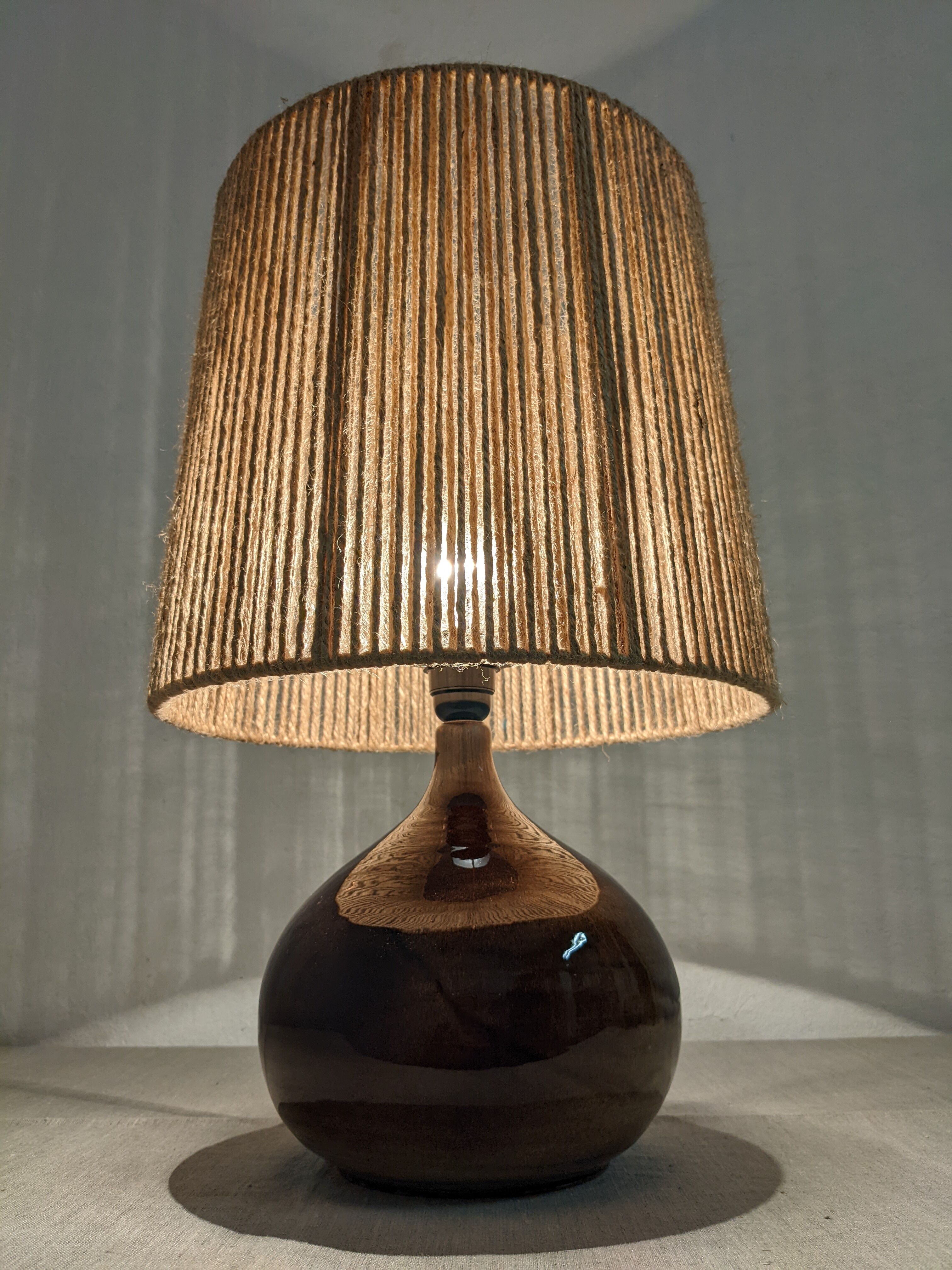 Vintage ceramic lamp and jute rope