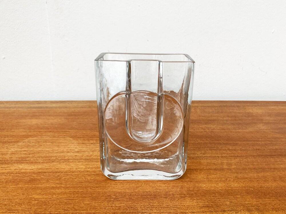 Postmodern glass block vase by Rosenthal, 1980s.