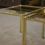 Bamboo imitation brass nesting tables 1980s