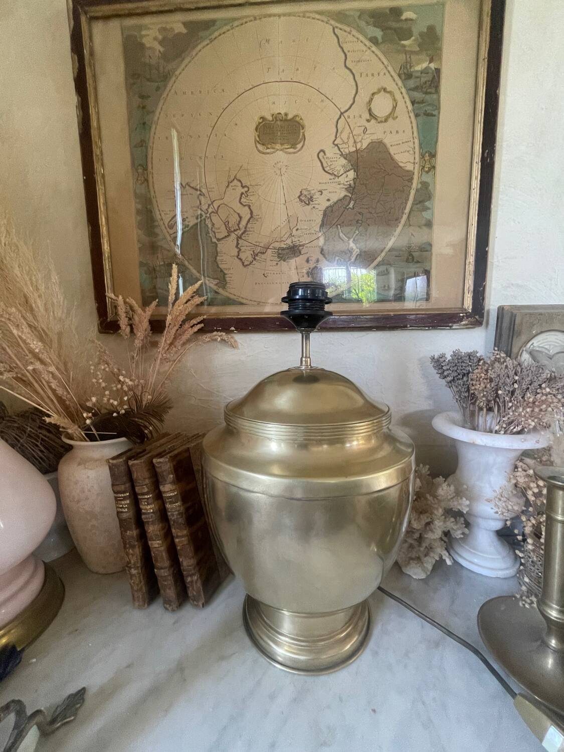 Vintage brass baluster lamp
