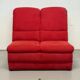 Vintage 2-seater sofa module without armrests in red fabric
