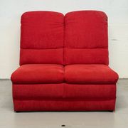 Vintage 2-seater sofa module without armrests in red fabric