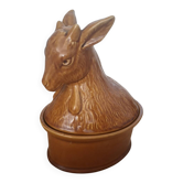 Old terrine GEO Paris France Roe Deer/Doe in glazed ceramic