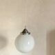 Vintage suspension ball opaline white diameter 30 cm