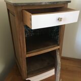Oak and marble bedside table