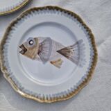 Lot de 9 assiettes plates saint Amand decor poissons