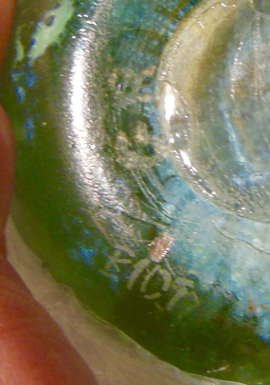 Glass paste vase 1970s abstract decor signed Biot monogram g r