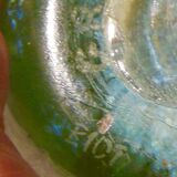 Vase en pate de verre annees 1970 decor abstrait signe Biot monogramme g r