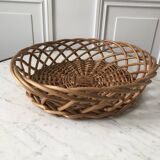 Large round rattan basket vintage 60s-70s