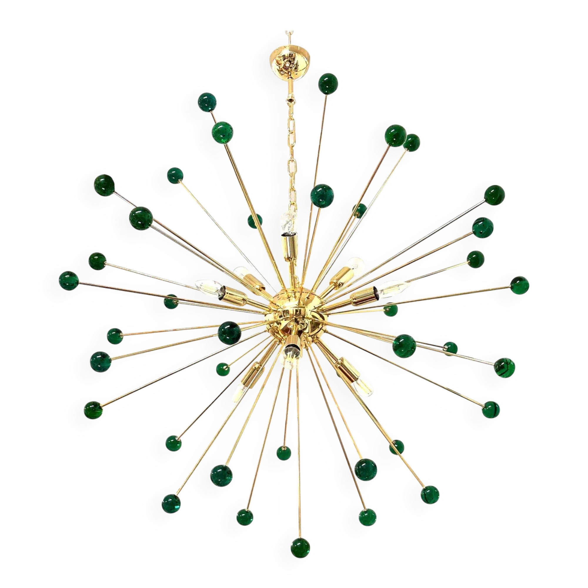 Contemporary Green “Star” Murano Glass Sputnik Chandelier