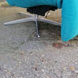 Blue electric relax armchair on battery with remote control