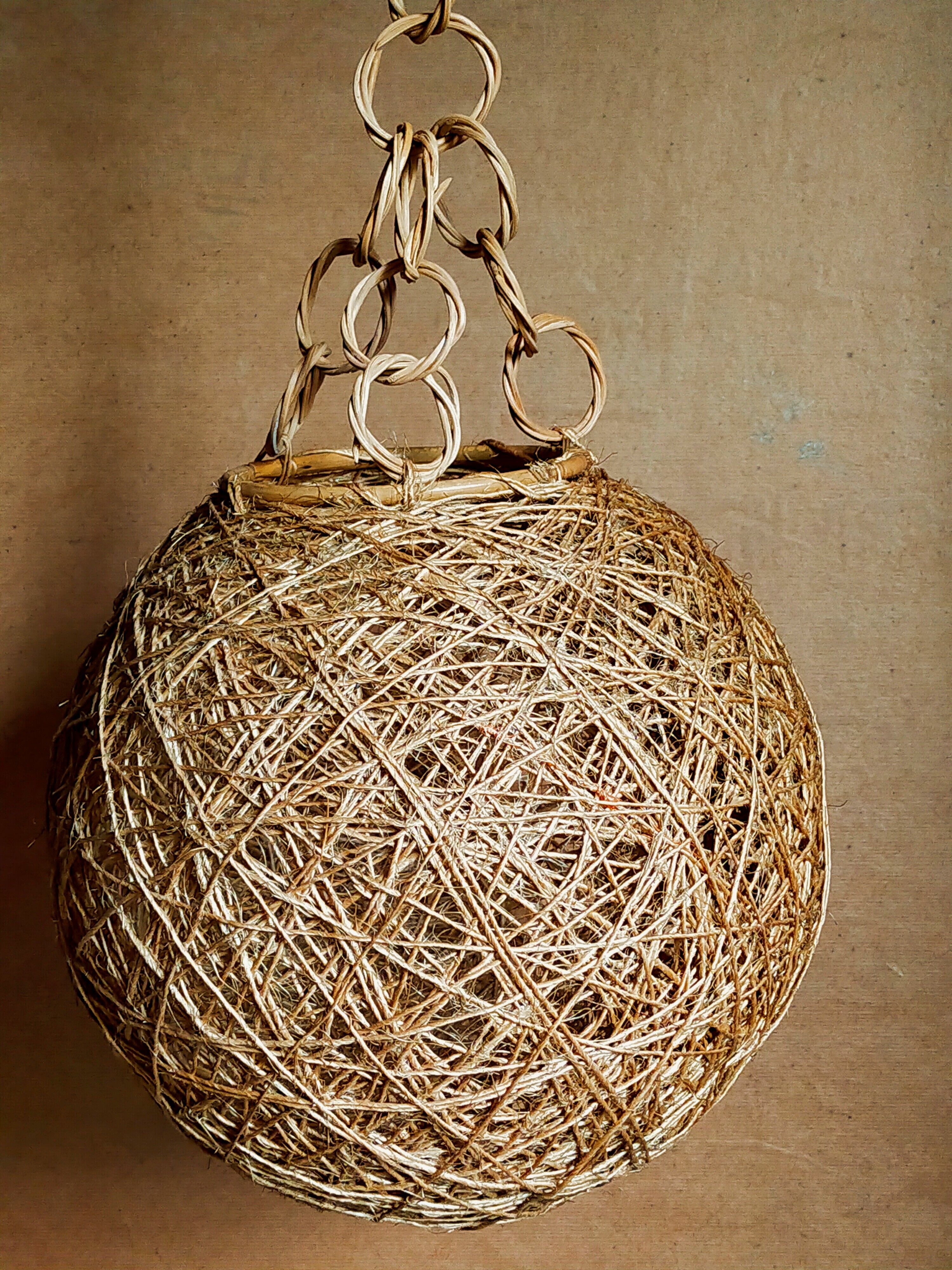 Lampshade suspension vintage wicker ball and natural string