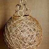 Lampshade suspension vintage wicker ball and natural string