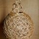 Abat-jour suspension boule vintage en osier et ficelle naturels