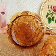 Italian decanter made of amber yellow empoli glass grape-shaped bubbles - vintage