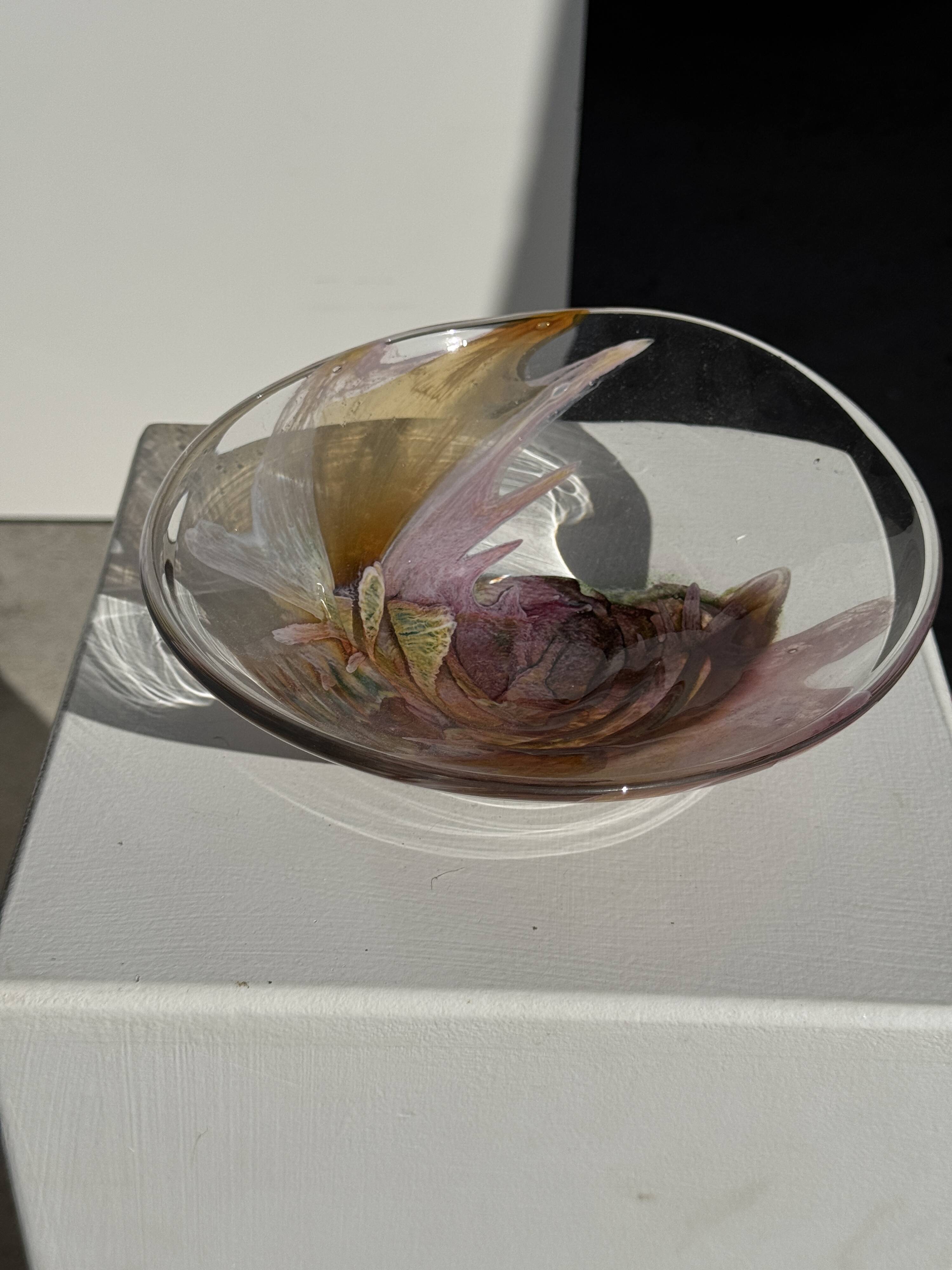 Contemporary pink blown glass bowl Carlos Vieira D21