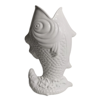 Fish vase in white porcelain
