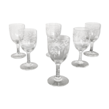 Set of 6 engraved crystal glasses