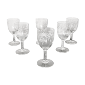 Lot de 6 verres en cristal gravé