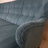 Artifort sofa petrol blue ribcord by Theo Ruth