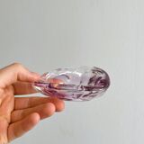 Petit cendrier vintage en verre rose translucide